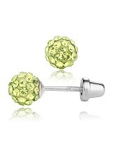 very cute silver pave ball August birthstone baby earrings
